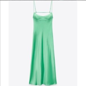 Zara Satin Effect Dress - Mint Green